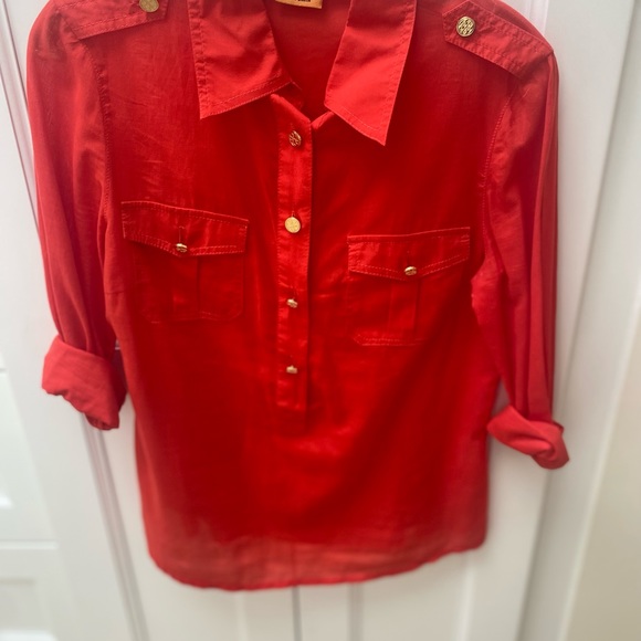 Tory Burch orange top with beautiful gold Tory Burch buttons - Picture 5 of 5